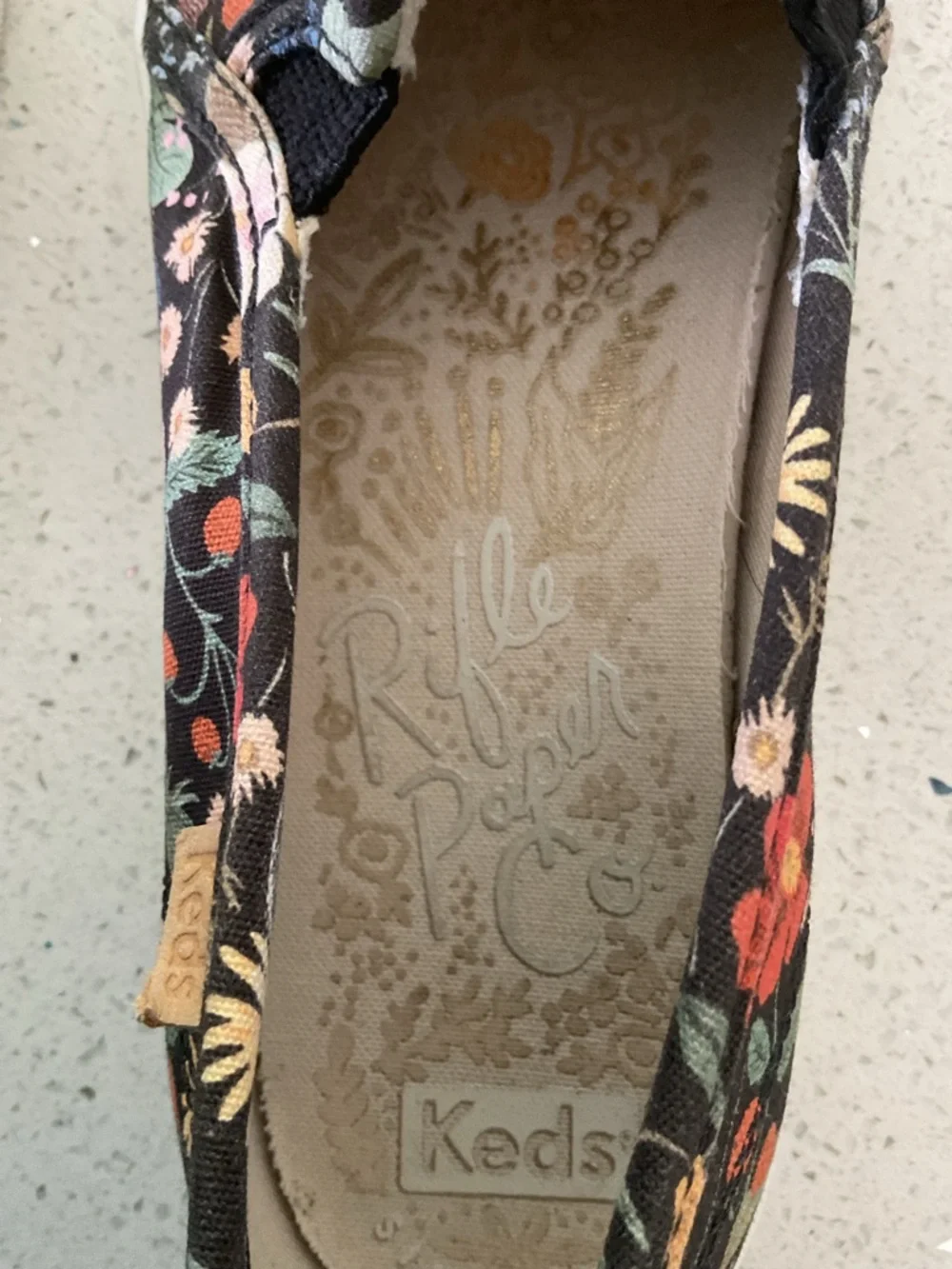 Keds Floral Slip-On Mules in Black with Multicolor Blooms size 9 - Picture 4 of 6